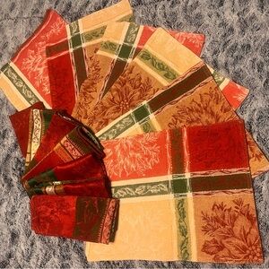 Kashi Home Holiday Decorative Cotton Placemat & Napkins Set of 4, 12”x16”